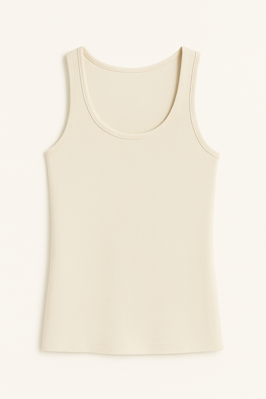 Cream Ribbed Tank Top