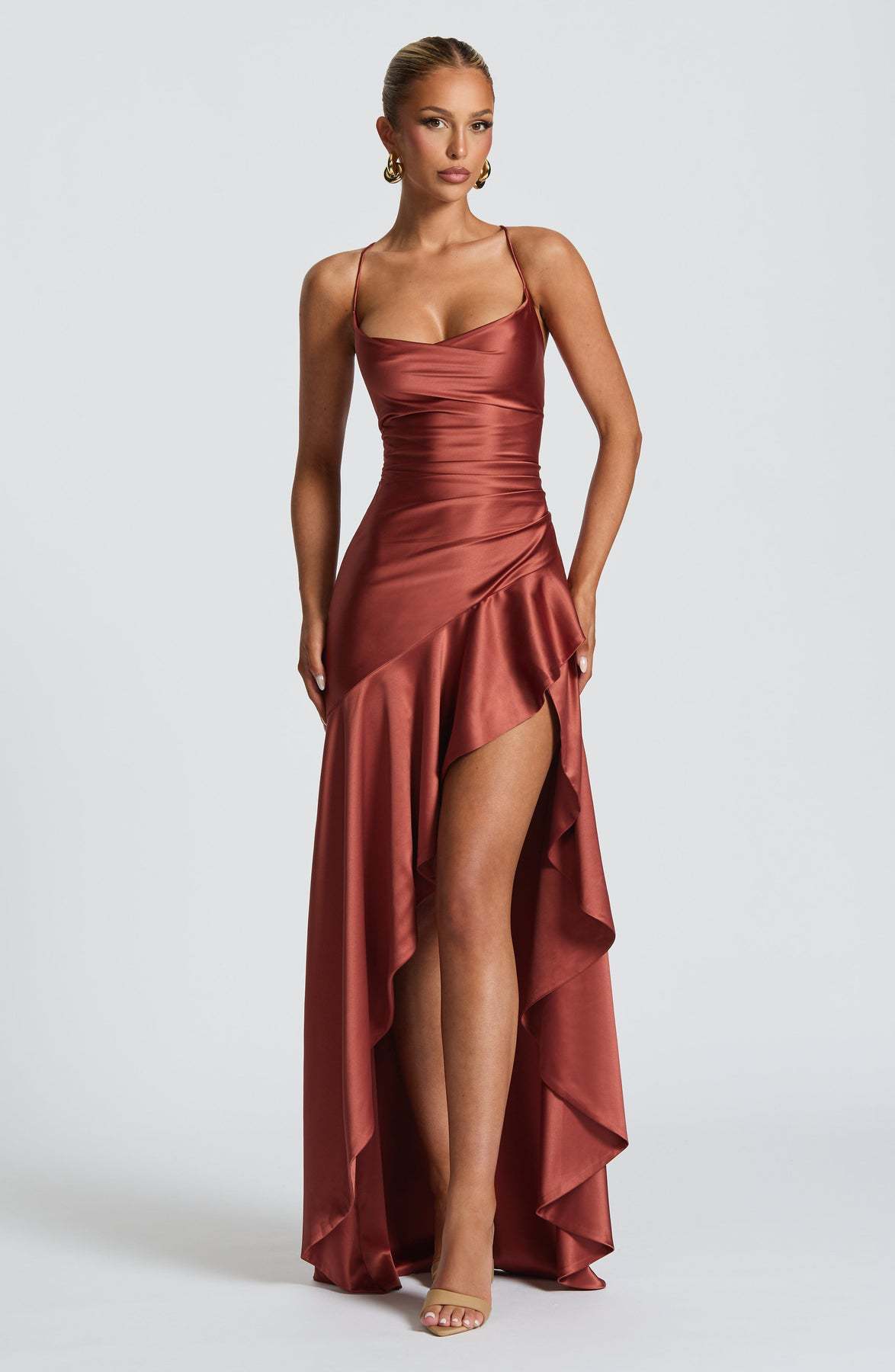 Ruffled Backless Evening Dress
