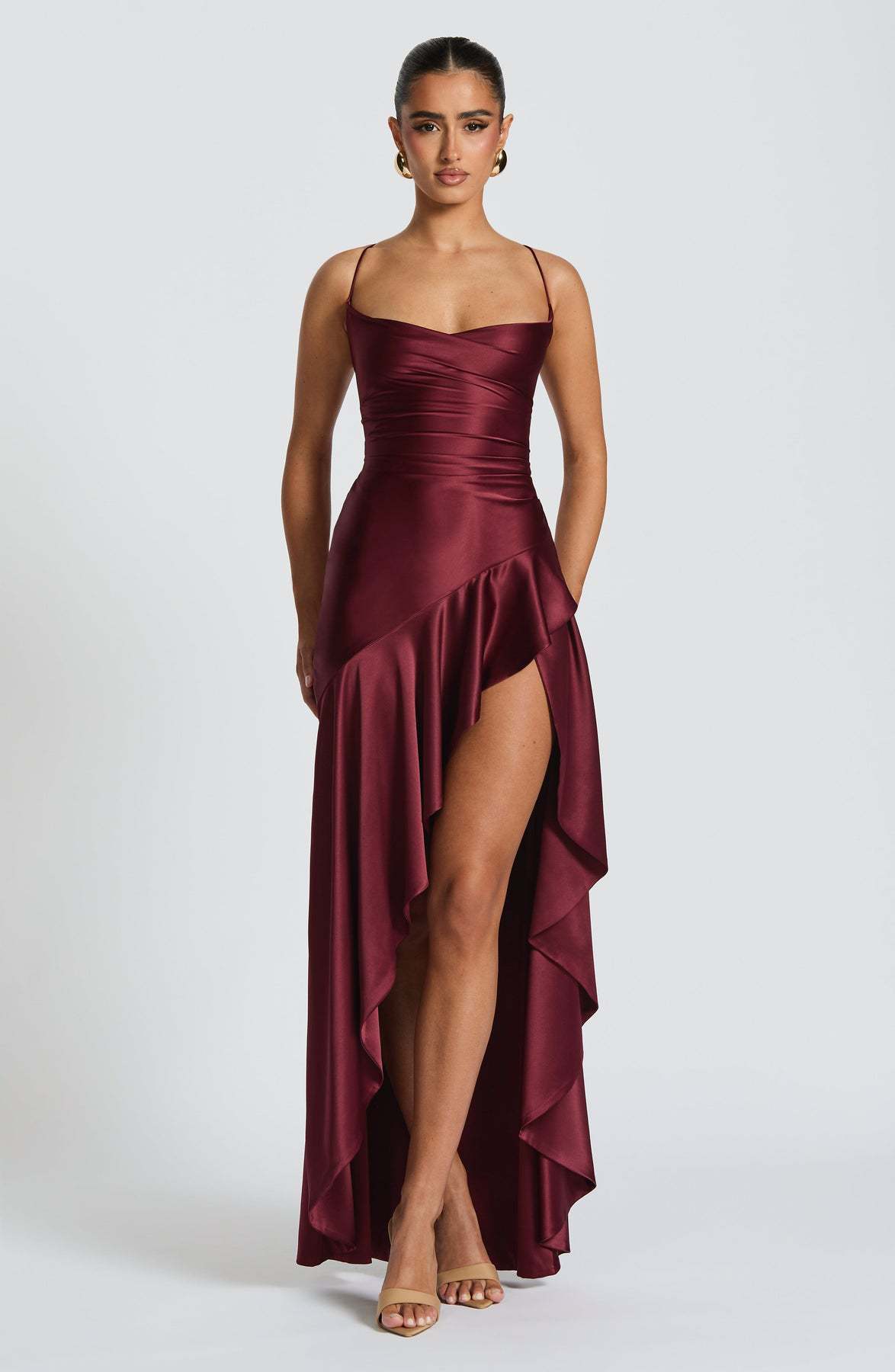 Ruffled Backless Evening Dress