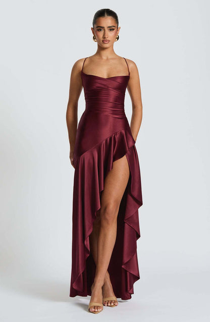Ruffled Backless Evening Dress